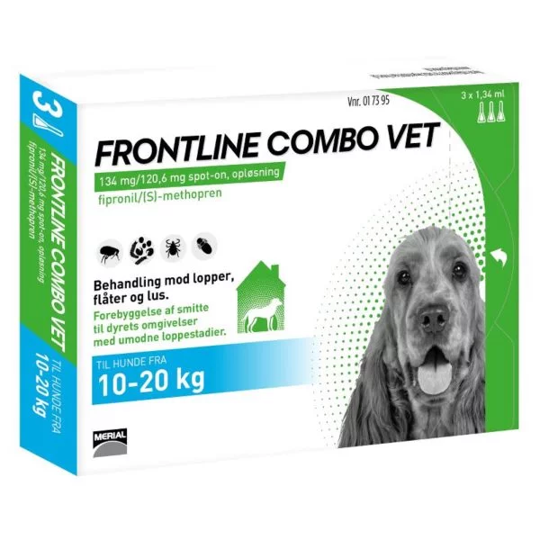 Frontline Combo Vet Hund 10 20 kg 3 pipetter 1,34 ml