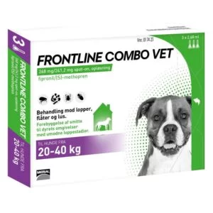 Frontline Combo Vet Hund 20 &#8211; 40 kg 3 pipetter 2,68 ml, ebutik Dyrlægevagten